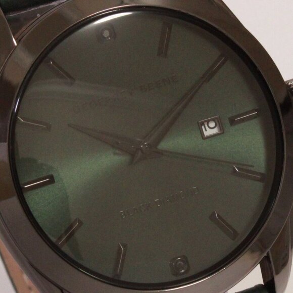 Geoffrey Beene Men's Dress Watch Diamond At 12 Emerald Green Leather 42mm - Picture 12 of 14